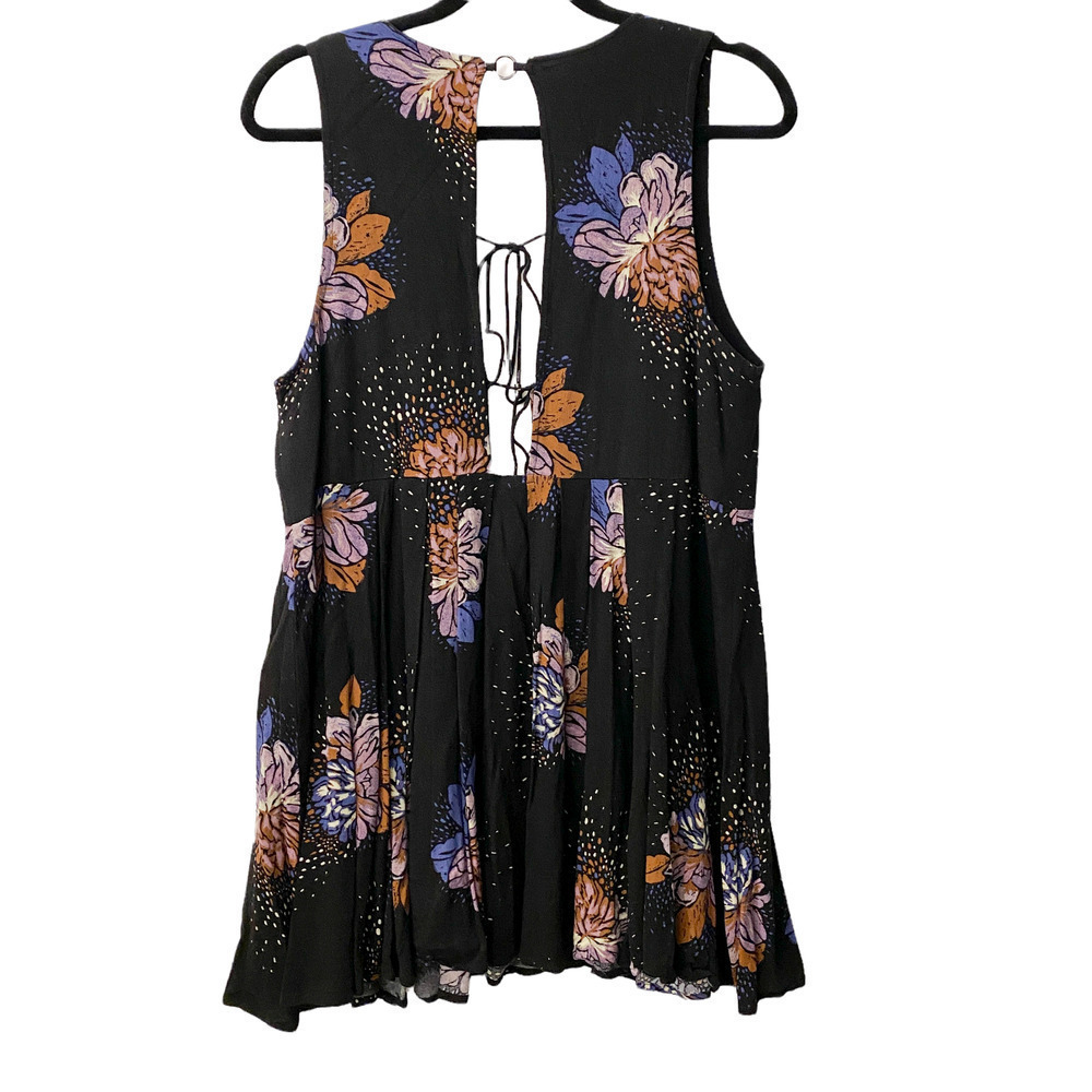Free People Tunic Small Oversized Black Floral Size Small - Picture 9 of 12